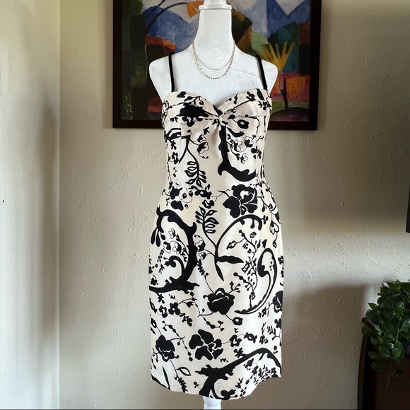 Tibi Dresses & Skirts - Tibi | Cream Black Floral Printed Dress SZ 8